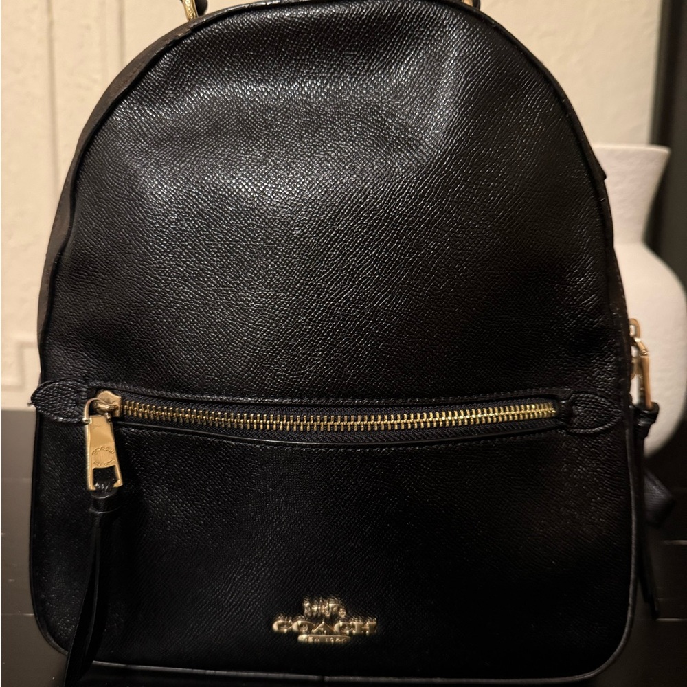 Coach Black Leather Backpack with Gold + free wallet